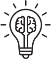 forward thinking icon with lightbulb thoughts