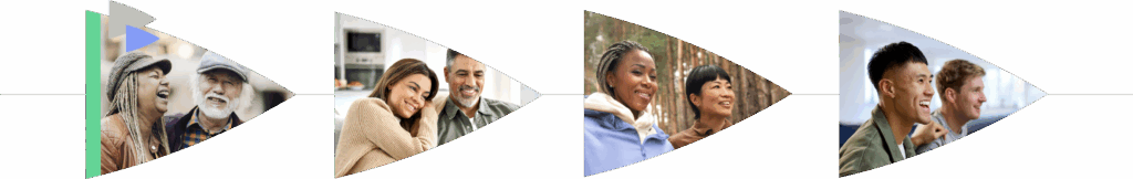 triangle point shapes with images of people representing all generations